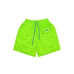Customized fluorescent green sports shorts design blue embroidered logo shorts sports pants supplier Lock bag multi bag  U391 Customized fluorescent green sports shorts design blue embroidered logo shorts sports pants supplier Lock bag multi bag  U391